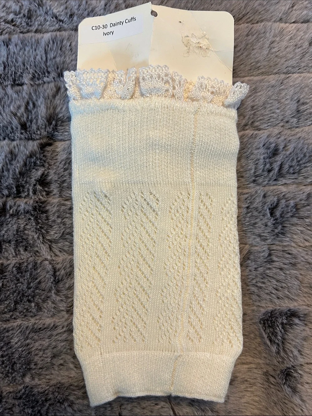 Grace & Lace Cream Lace-Trim Boot Cuffs with Buttons